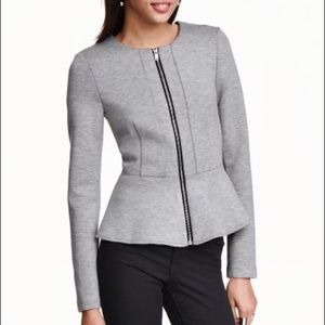 H&M Gray Peplum Jacket sz 12